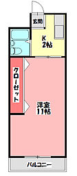 シャトー森岡 1Kの間取図画像