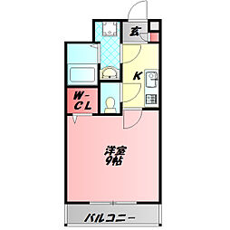 ティンカーベル 1Kの間取図画像
