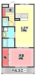 サバービア581 1LDKの間取図画像