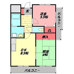 パレラガール 2DKの間取図画像