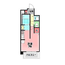 クレアート大阪トゥールビヨン ワンルームの間取図画像
