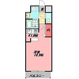 フナーセル 1Kの間取図画像