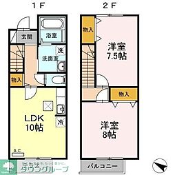 グランシャリオ 1階2LDKの間取り