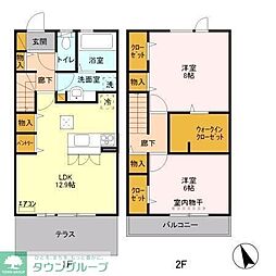 スリーズ 1階2LDKの間取り