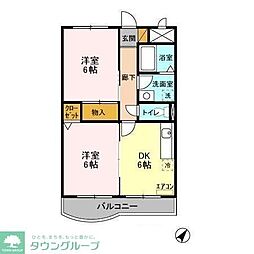 メゾン・フラワーヒル 2階2DKの間取り