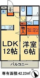 ベルリード 1階1LDKの間取り