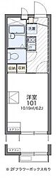 レオパレスエクシブＢ 2階1Kの間取り