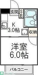 メゾンドベル 1Kの間取図画像