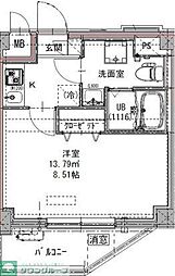 GENOVIA六町 1Kの間取図画像