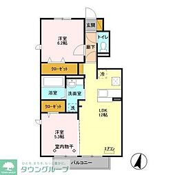 メゾン桜の里 2LDKの間取図画像