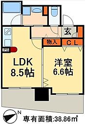ライオンズステーションプラザ松戸 1LDKの間取図画像