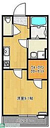エストIJIZUMI 1Kの間取図画像