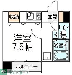 ヴランドール柏中央 ワンルームの間取図画像