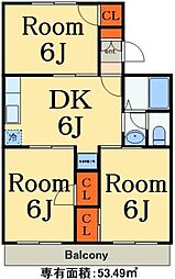 メゾンドールハマ壱番館 3DKの間取図画像