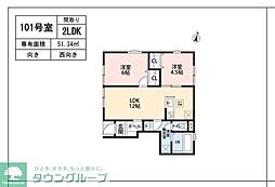 リーブルファイン吉川美南II 2LDKの間取図画像