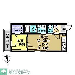シエルドール南柏 1LDKの間取図画像