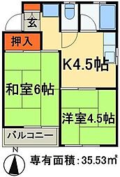 サンハイム平和台 2Kの間取図画像