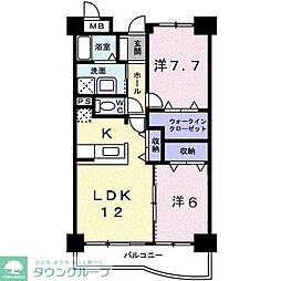 ベルクレーヌ21 2LDKの間取図画像