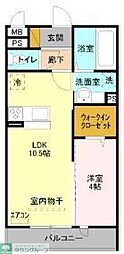 イルソーレ吉川美南ロッソ 1LDKの間取図画像