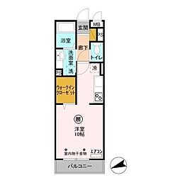 メルヴェーユ花水木1 ワンルームの間取図画像