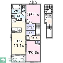 クイーンハウスII B棟 2LDKの間取図画像
