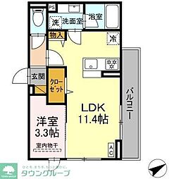 松戸市中根長津町アパート 1LDKの間取図画像