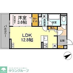 松戸市中根長津町アパート 1LDKの間取図画像