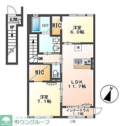 八潮市伊勢野新築アパート 2LDKの間取図画像