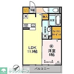 プルメリア 1LDKの間取図画像