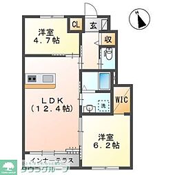 カーサミルフィーユ 2LDKの間取図画像