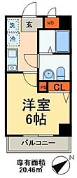 ルミエル本八幡 1Kの間取図画像