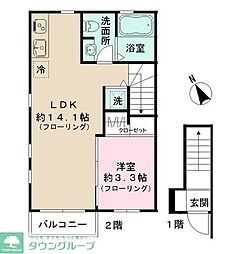 クレセール 1LDKの間取図画像