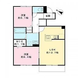 ペア ネクスト A棟 2LDKの間取図画像