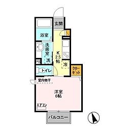 エーデルワイス中山 1Kの間取図画像