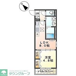 プラシード松戸 1LDKの間取図画像