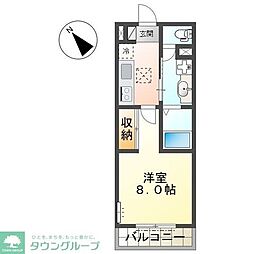 プラシード松戸 1Kの間取図画像