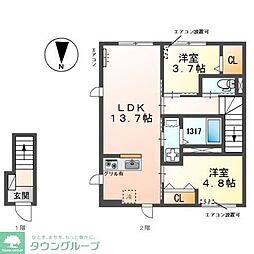 八潮3丁目アパート新築工事 2LDKの間取図画像