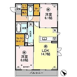 レグルス 2LDKの間取図画像