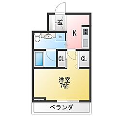 レジディア文京音羽2 1Kの間取図画像