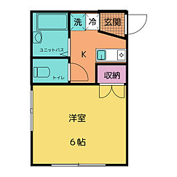 アイビー白山 1階1Kの間取り