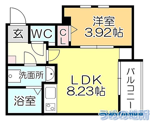 サクラメント久留米 101｜福岡県久留米市篠原町(賃貸アパート1LDK・1階・30.82㎡)の写真 その2