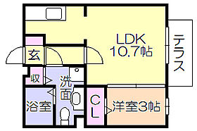 ブリエヴェール都 103 ｜ 福岡県久留米市長門石１丁目（賃貸アパート1LDK・1階・35.10㎡） その2