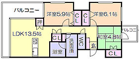 クイーンズプラザ久留米中央 703 ｜ 福岡県久留米市東和町（賃貸マンション3LDK・7階・72.53㎡） その2