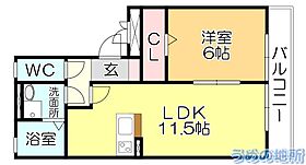 ビィーブルボナール 305 ｜ 福岡県久留米市津福今町（賃貸アパート1LDK・3階・42.00㎡） その2