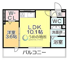 D-ROOM　FIRST　大善寺駅前 303 ｜ 福岡県久留米市大善寺大橋１丁目（賃貸アパート1LDK・3階・33.38㎡） その2