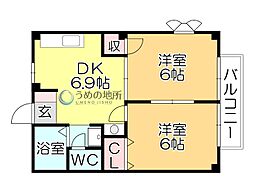 フィオーリ 2DKの間取図画像