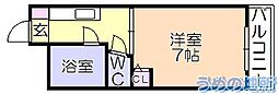 アレグリア久留米 1Kの間取図画像