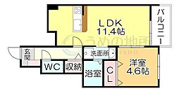 ベネスタ久留米 1LDKの間取図画像
