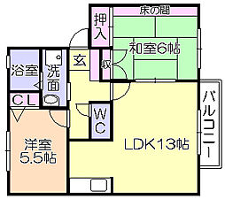 ミーツハオスK2 2LDKの間取図画像
