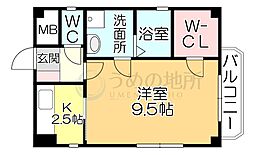 サンフィールド2 1Kの間取図画像